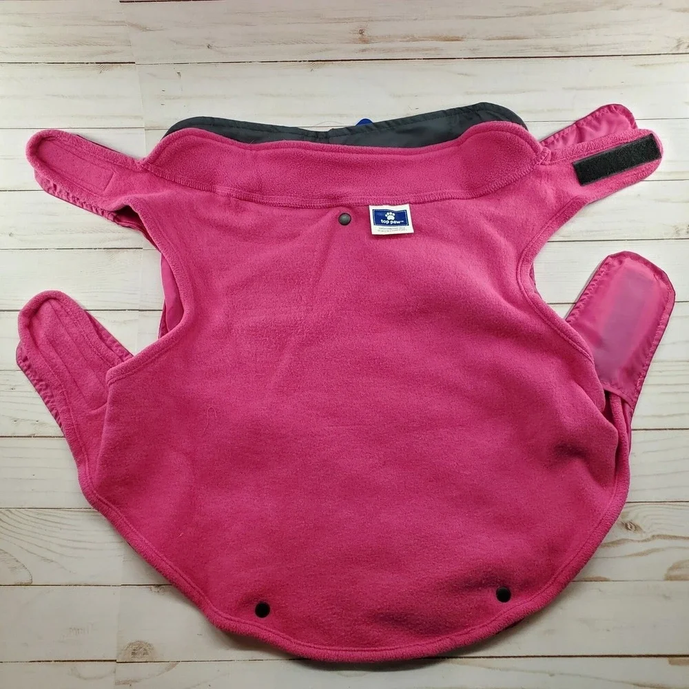 Dog Sweater Coat Reflective Vest Size Large Pink Gray Top Paw 2 in 1 Safety Vest